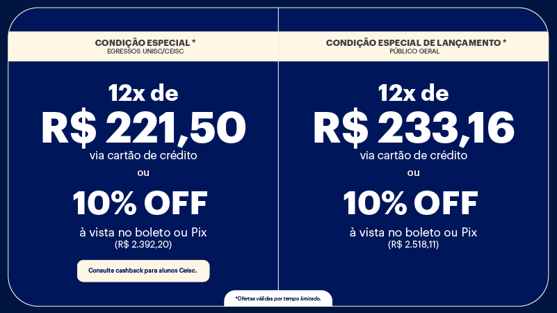 <p>Aproveite os valores promocionais da Pós-graduação do Ceisc até o dia 30/09/2025</p>