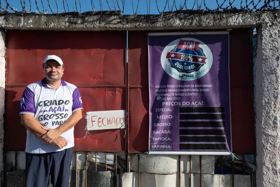 Pela primeira vez, Paulo Tenório não tem mais açaí para vender em Belém, a 'capital do açaí' (Foto: Cícero Pedrosa Neto/BBC)
