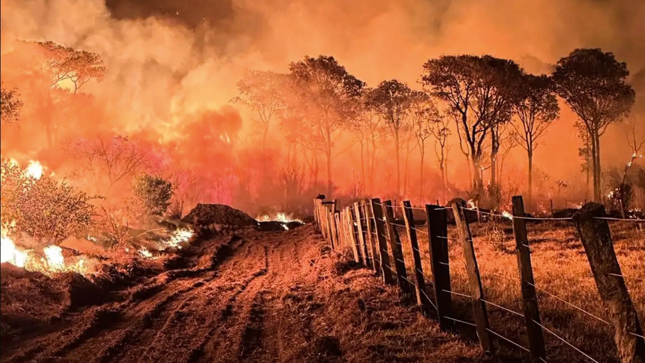 Queimadas no Pantanal: foi alvo da grande seca provocada pelas mudanças climáticas. (Foto: Mairinco de Pauda/CPA-CBMMS)  
Enchente em Bayonne, no sudoeste da França, em 17 de outubro de 2024. (Foto: Gaika Iroz/AFP)