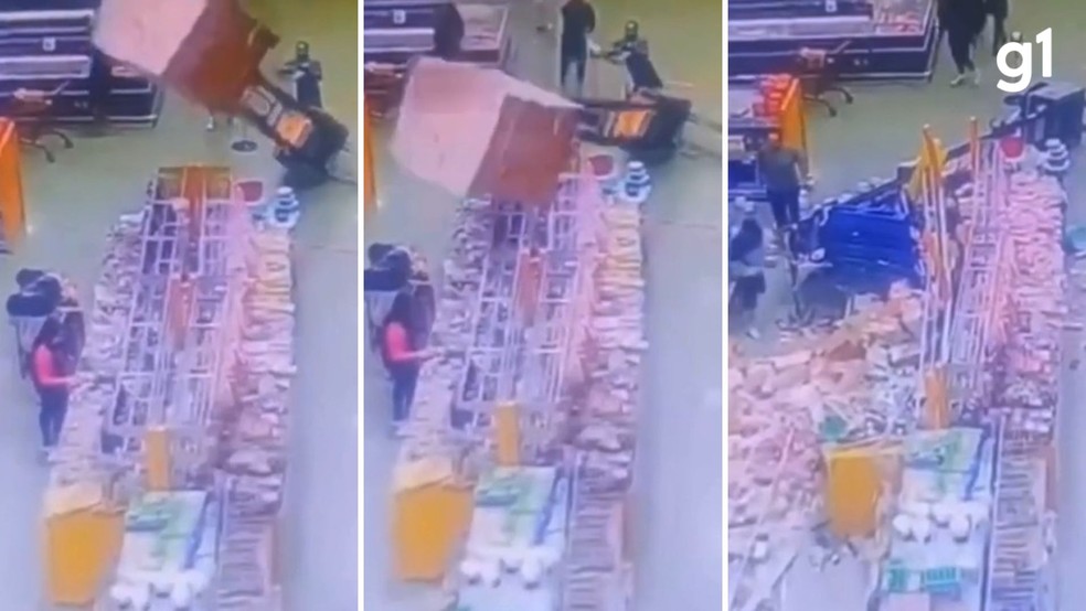 Mulher é hospitalizada após ser atingida por toneladas de leite condensado em supermercado