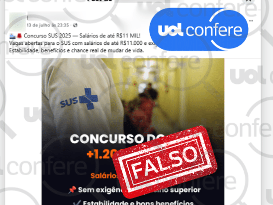 Golpistas criam posts falsos de concurso do SUS com salários de até R$ 11 mil