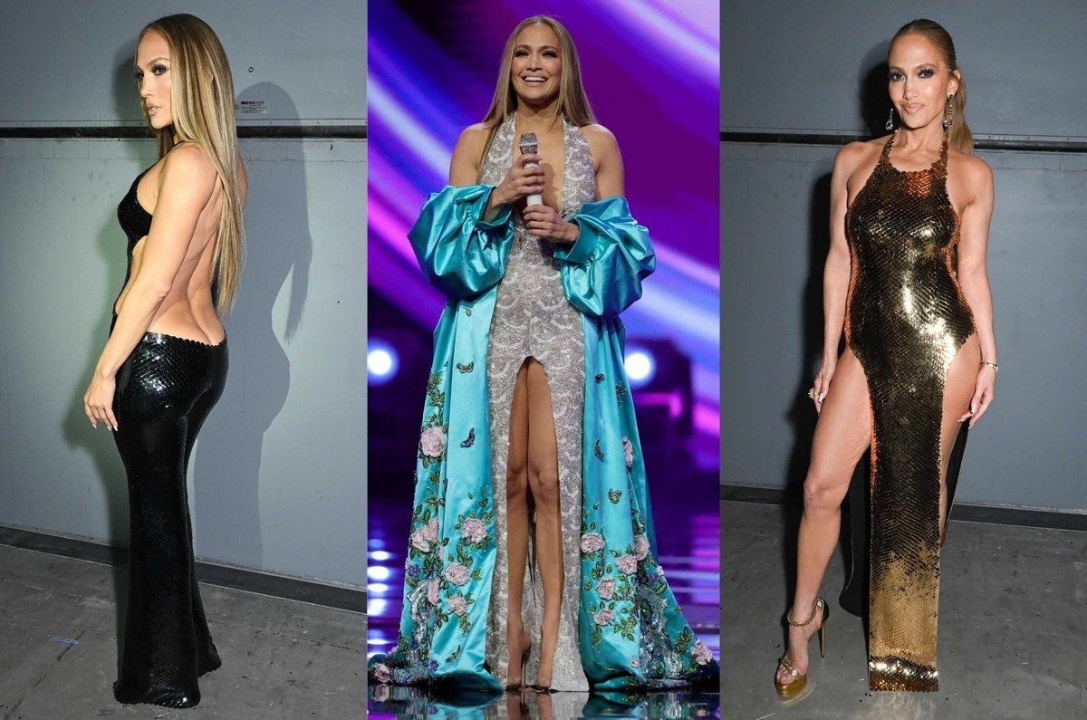 Jennifer Lopez impressiona com oito trocas de roupa em evento de moda glamourosa