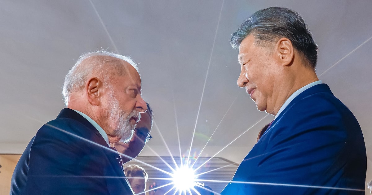 Lula e Xi Jinping no Palácio do Itamaraty, em Brasília (Foto: Ricardo Stuckert/Presidência da República)