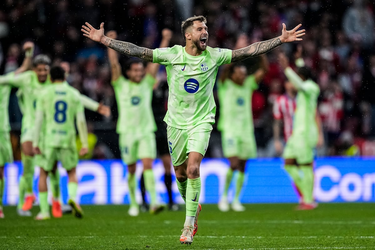 Inigo Martínez celebra a vitória contra o Atlético nas semifinais da Copa do Rei. (Foto: AFP7 via Europa Press)
