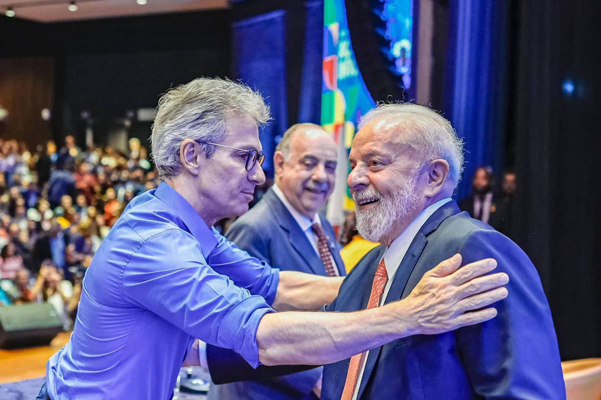 O governador de Minas Gerais, Romeu Zema (Novo), em encontro em 2024 com o presidente Lula (PT) em Minas Gerais. (Foto: Ricardo Stuckert)