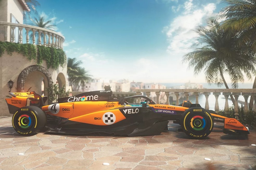 Pintura especial da McLaren para os GPs de Mônaco e Barcelona da F1 2025 (Foto: Divulgação)