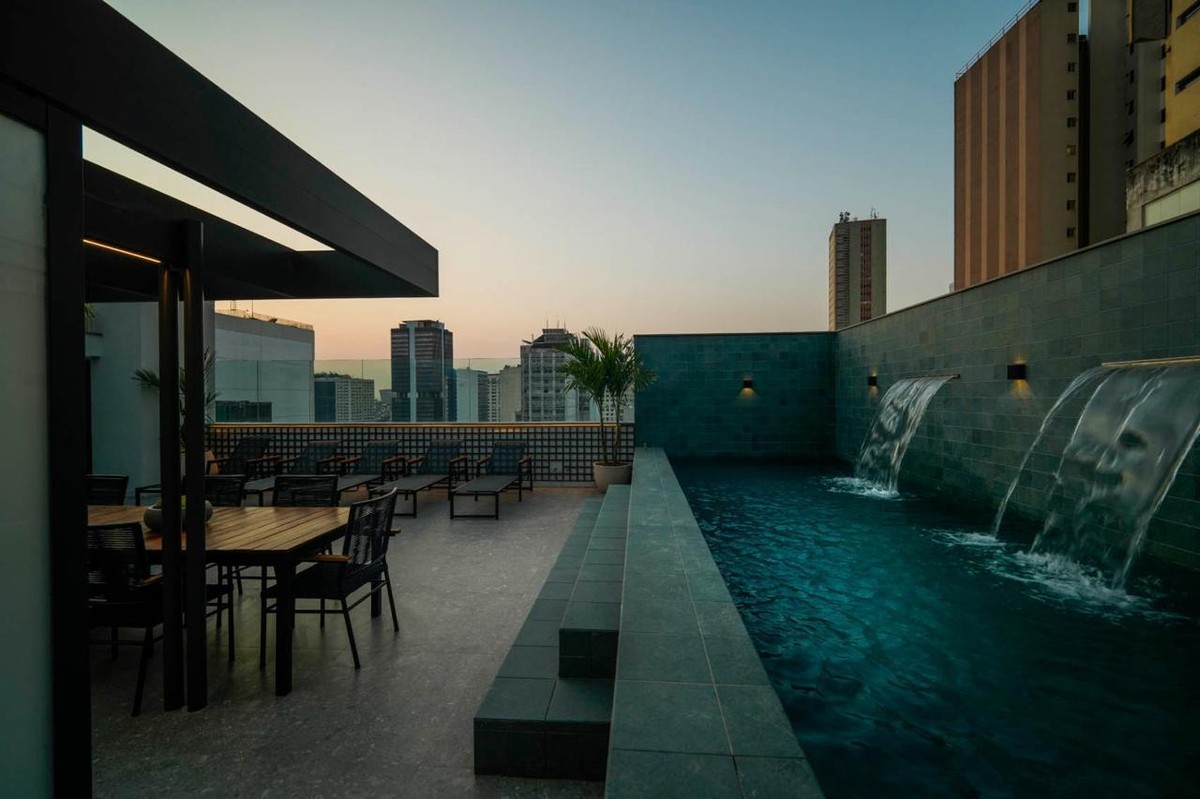 Projeção de rooftop do empreendimento Dias Downtown Studios. (Foto: Divulgação)