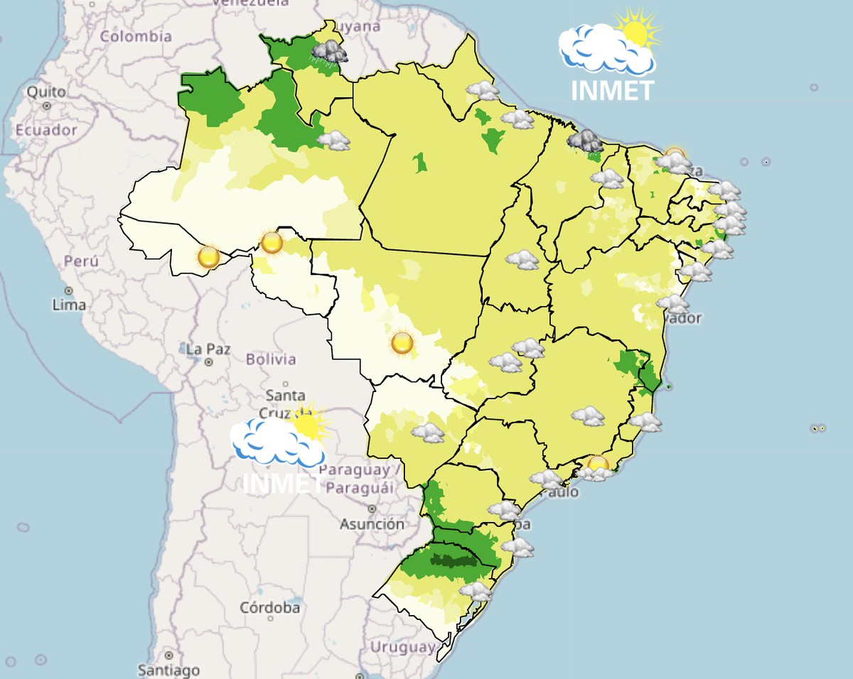 Perigo de geada no Sul e chuvas intensas no Norte marcam início da semana no Brasil
