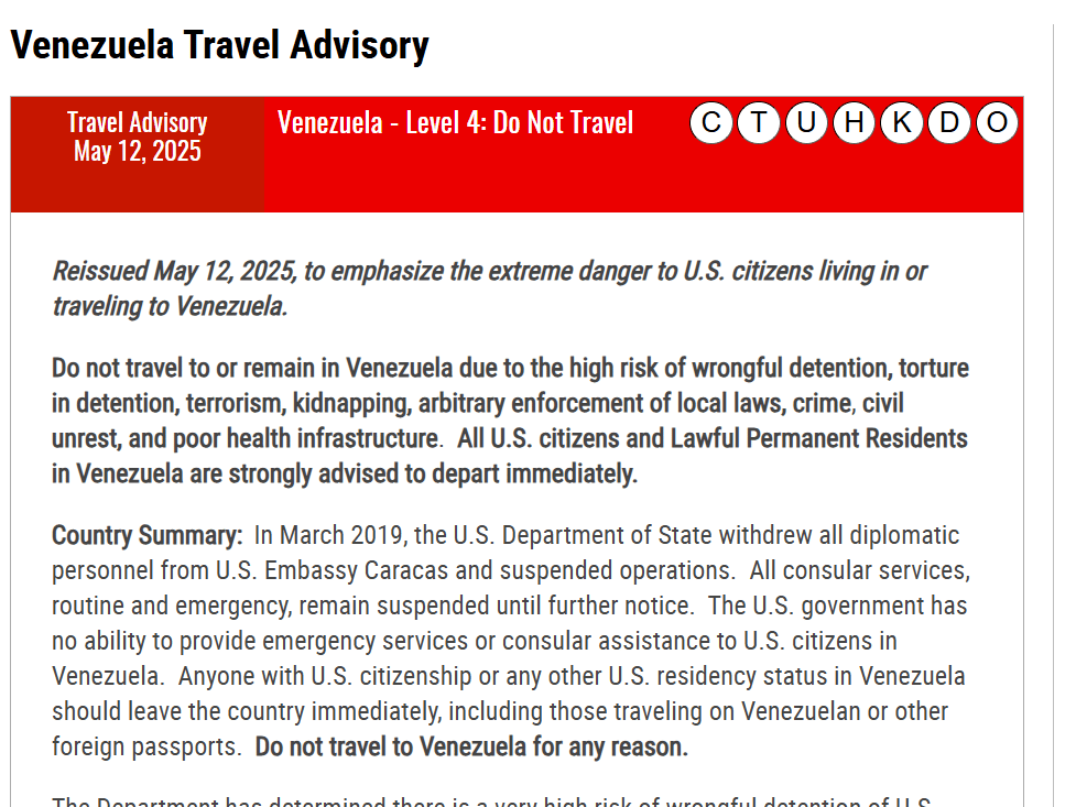 EUA elevam alerta de viagem e recomendam que cidadãos deixem a Venezuela imediatamente
