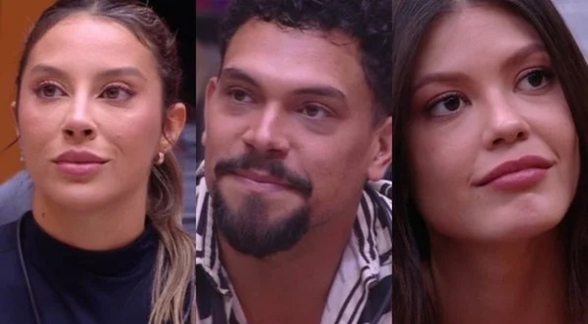 Renata, Vinícius e Vitória Strada estão no paredão do 'BBB 25' (Foto: TV Globo)