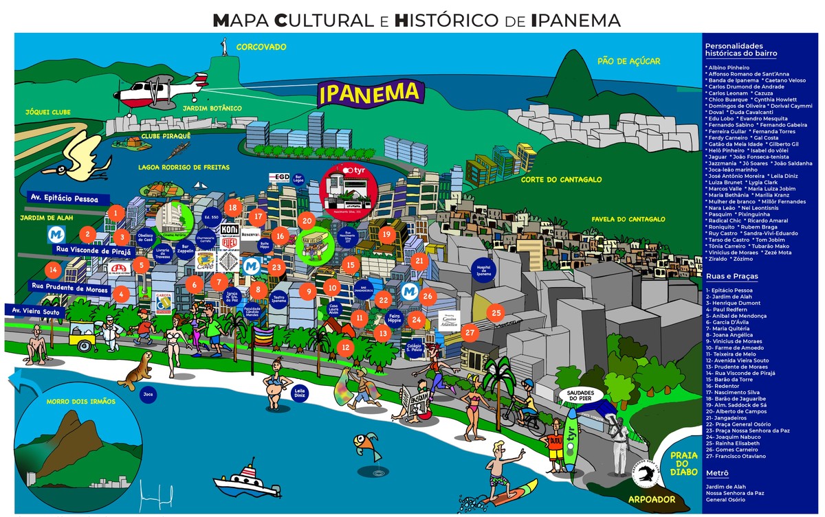 Ipanema recebe Mapa Cultural e Histórico criado pelo cartunista Miguel Paiva