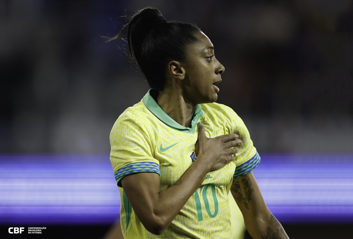 Kerolin marcou na vitória do Brasil sobre os Estados Unidos por dois a um (Foto: Rafael Ribeiro/CBF)