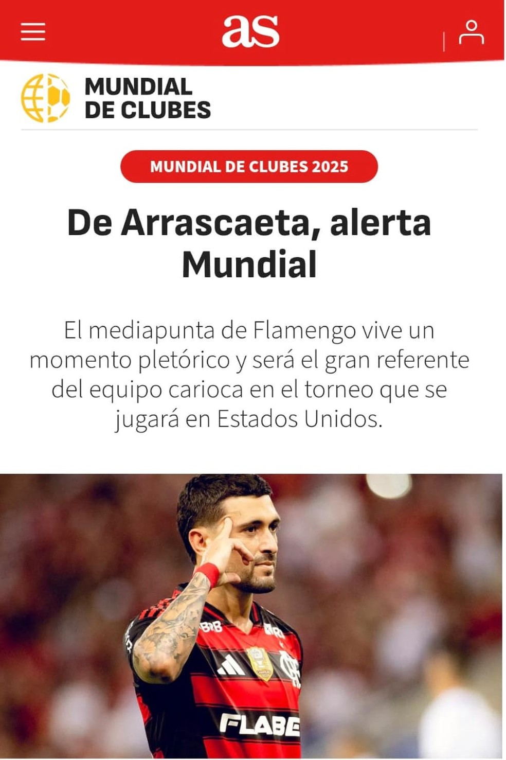 Arrascaeta brilha em 2025 e é destaque na imprensa espanhola antes da Copa do Mundo de Clubes