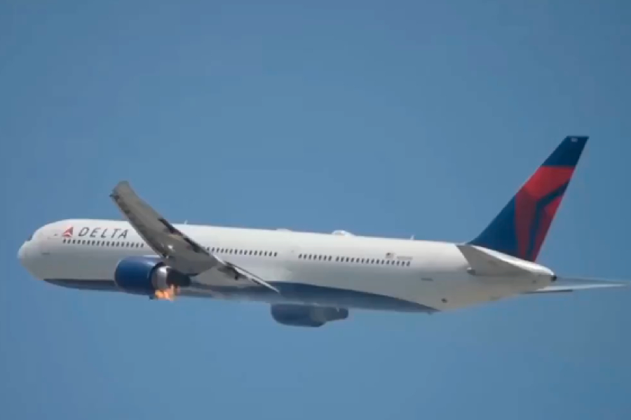 Avião da Delta Airlines pega fogo logo após decolagem; assista ao vídeo