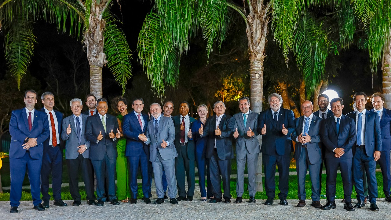 Lula, Hugo Motta, Gleisi Hoffmann e líderes da Câmara participaram de jantar nesta quarta-feira em Brasília (Foto: Ricardo Stuckert/PR)
