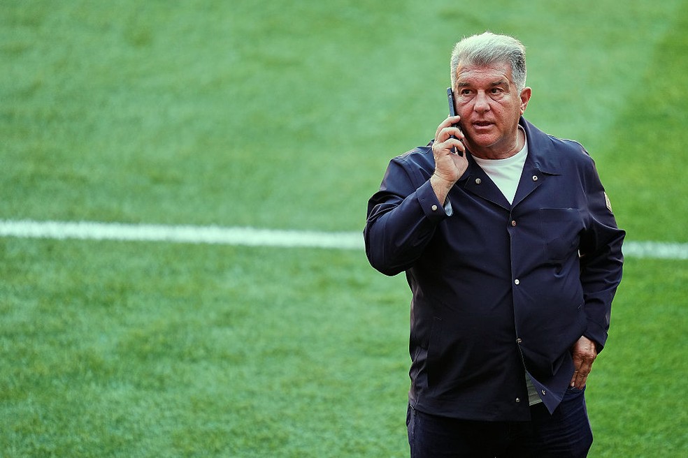 Presidente do Barcelona, Joan Laporta, falou que a renovação de Lamine Yamal está bem encaminhada. (Foto: Getty Images)