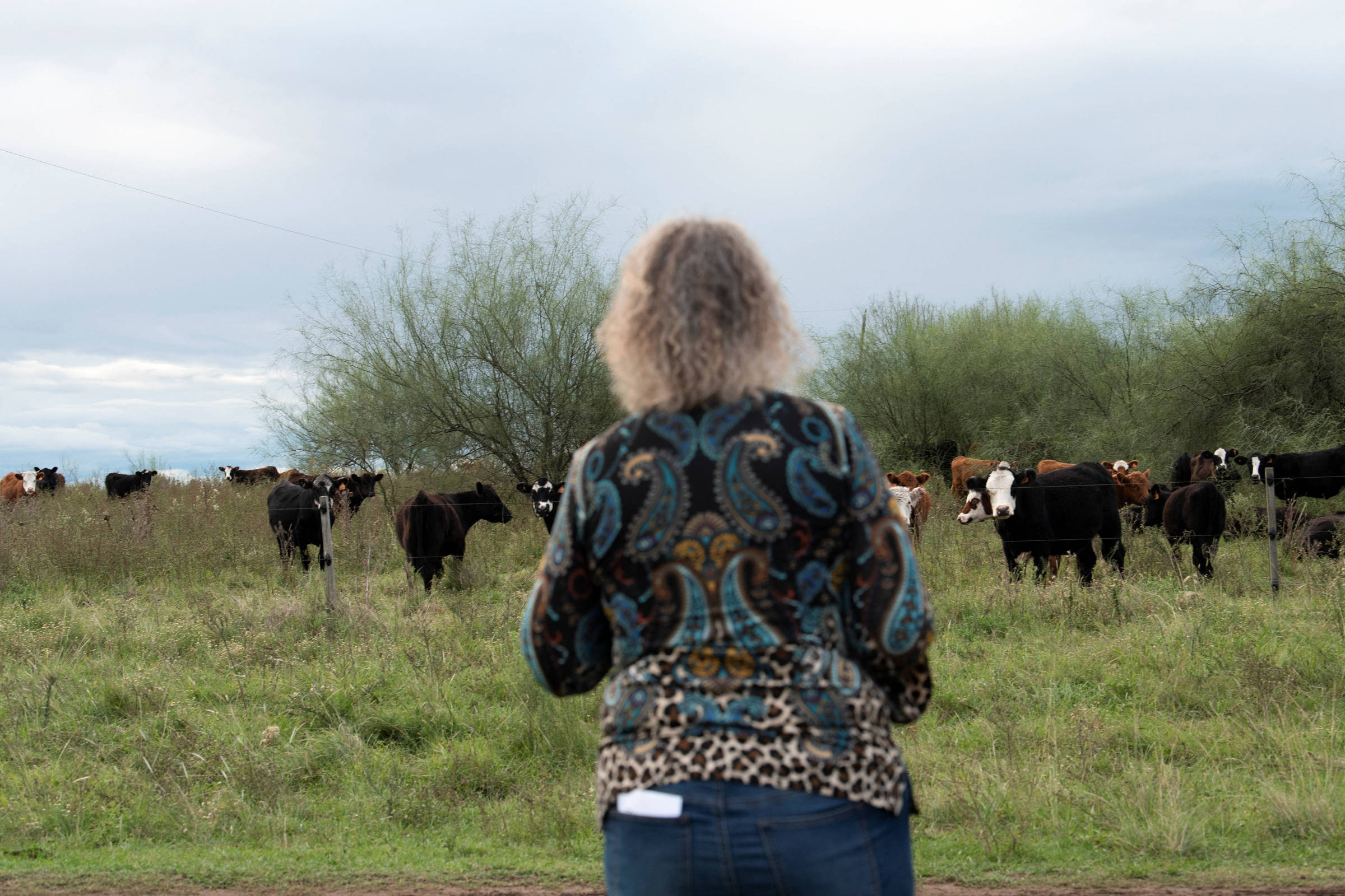 Sandra Palleiro em fazenda em Artigas, no Uruguai (Foto: Martin Varela Umpierrez - 9.abr.2025/Reuters)