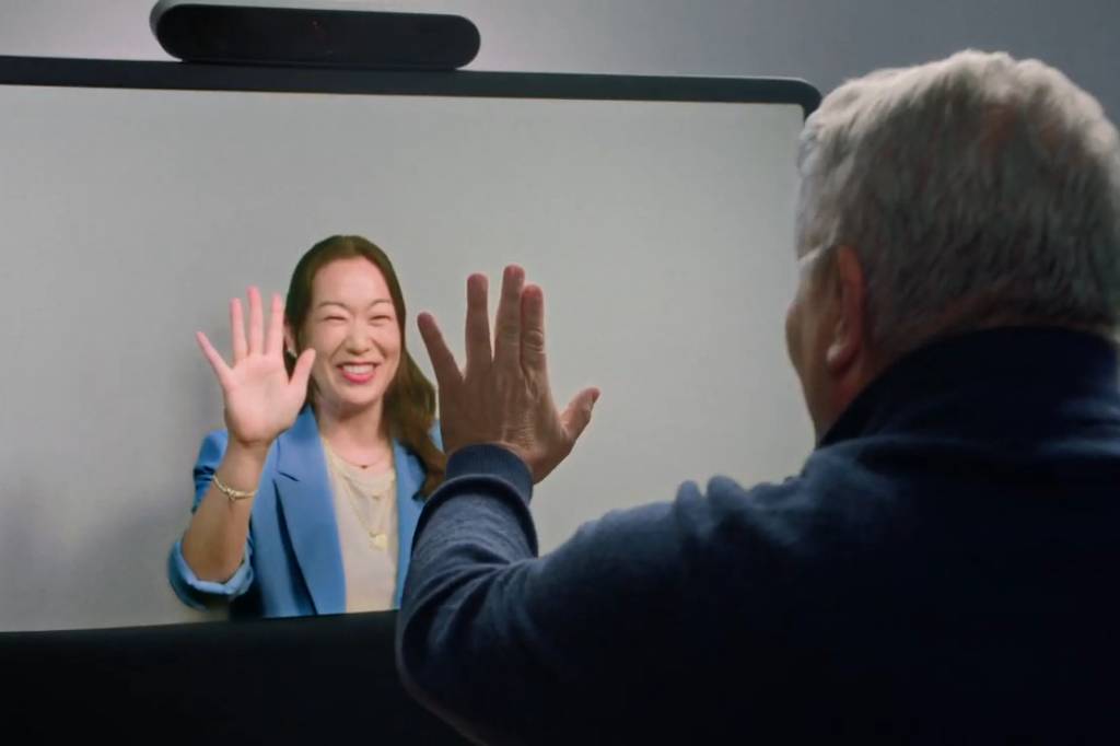 Google Beam usa câmeras, sensores e inteligência artificial para produzir efeito 3D em chamada de vídeo (Foto: Reprodução/Google no YouTube)