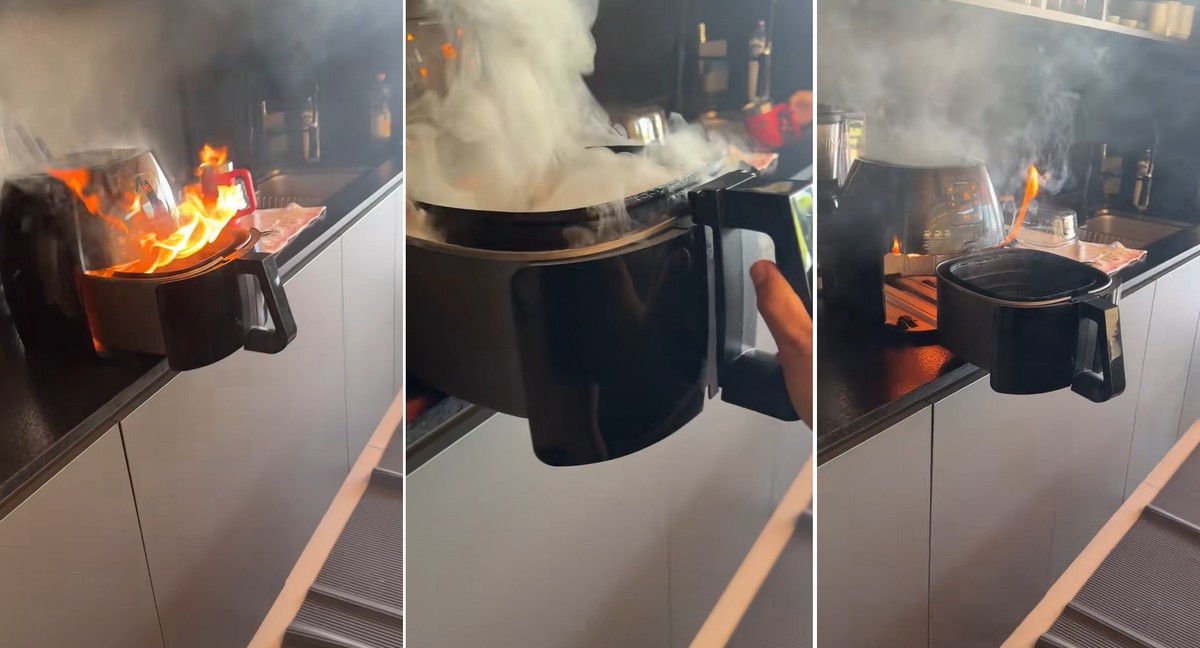 Air fryer pega fogo durante preparo de pão de queijo; saiba como evitar acidentes
