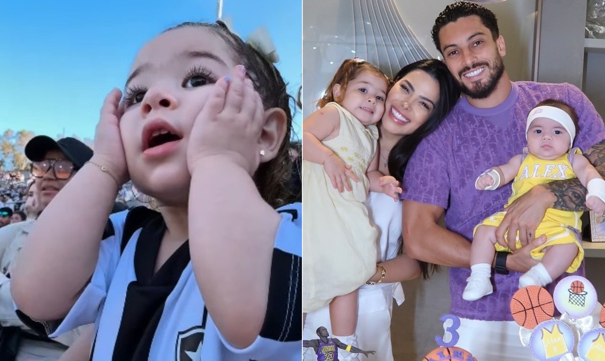 Filha de Alex Telles encanta torcida do Botafogo ao ver vitória sobre PSG no estádio