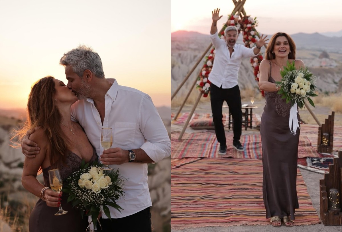 Otaviano e Flávia Alessandra celebram casamento na Capadócia pela 6ª vez