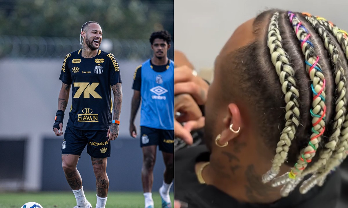 Neymar exibe novo visual com tranças antes do duelo entre Santos e Flamengo