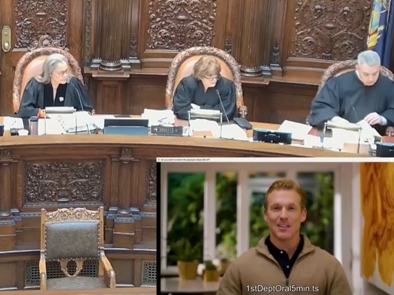 O caso era analisado pelo Primeiro Departamento Judicial da Divisão de Apelações da Suprema Corte do Estado de Nova York (Foto: Reprodução/YouTube/Appellate Division, First Department)  
Advogado 'falso' feito com IA aparece em audiência judicial nos EUA (Foto: Divisão de Apelações de Nova York/Reprodução)