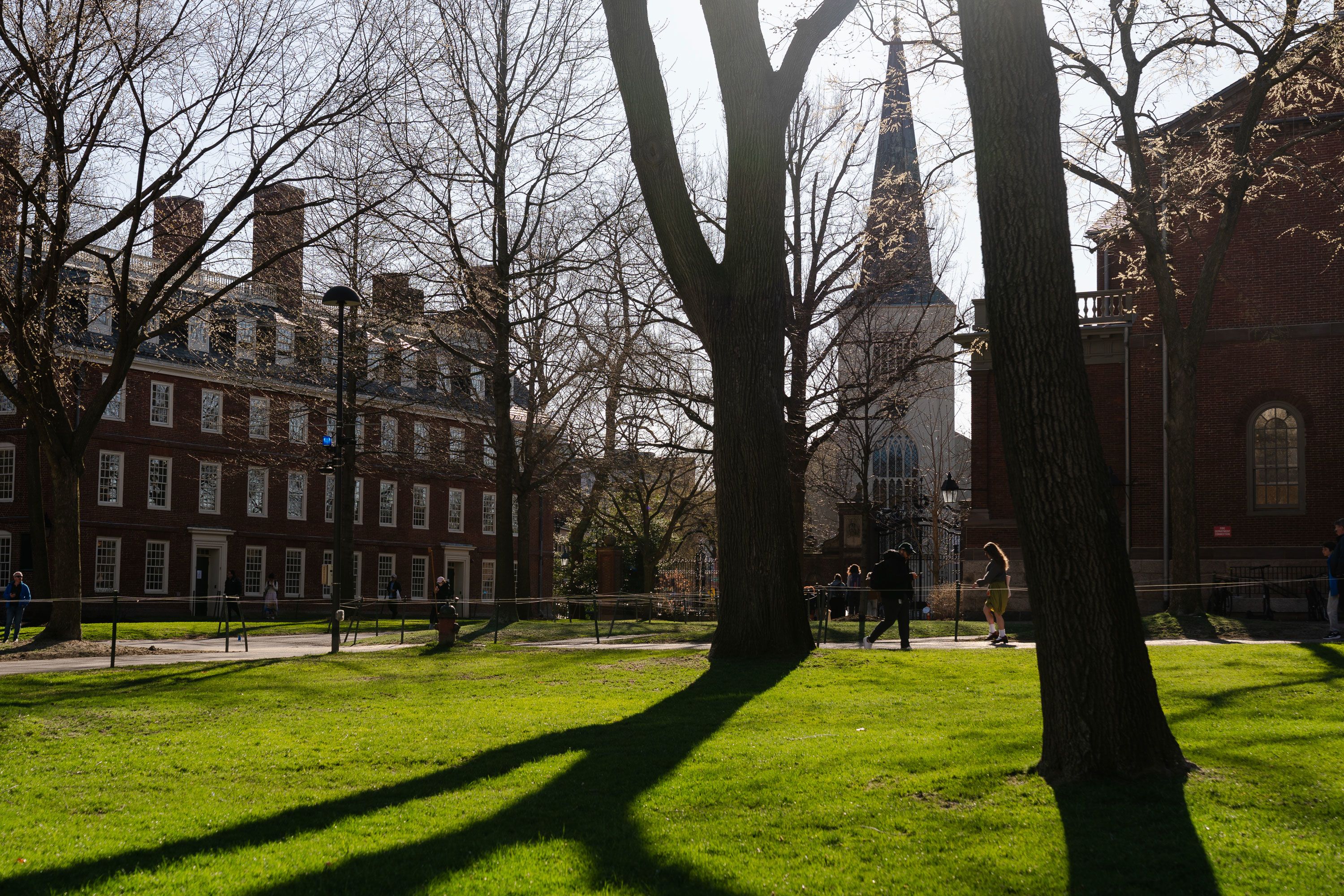 Manifestantes no campus de Harvard em Cambridge, Massachusetts, pedem que a universidade resista ao governo federal (Foto: Nicholas Pfosi/Reuters)