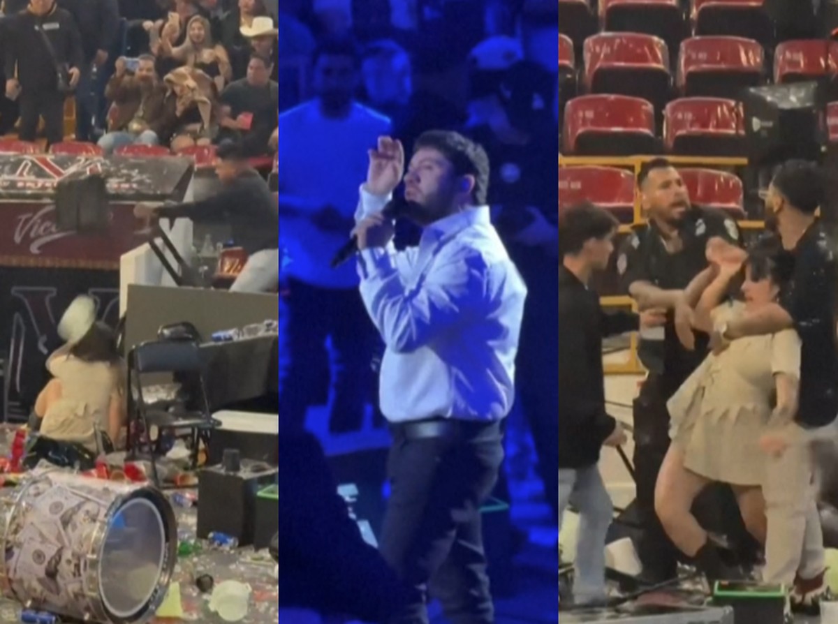 Show de famoso cantor termina em pancadaria no México (Foto: Reprodução de vídeo)