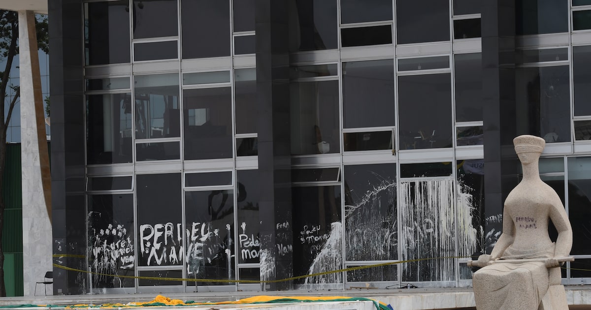 Estragos causados por atos de vandalismo na sede do Supremo Tribunal Federal (STF) em 8 de janeiro de 2023 (Foto: Carlos Moura/STF)