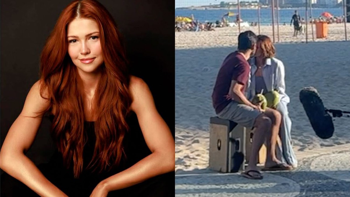 Letícia Augustin e Bruno Gissoni gravam cena de beijo em praia do Leme e viralizam
