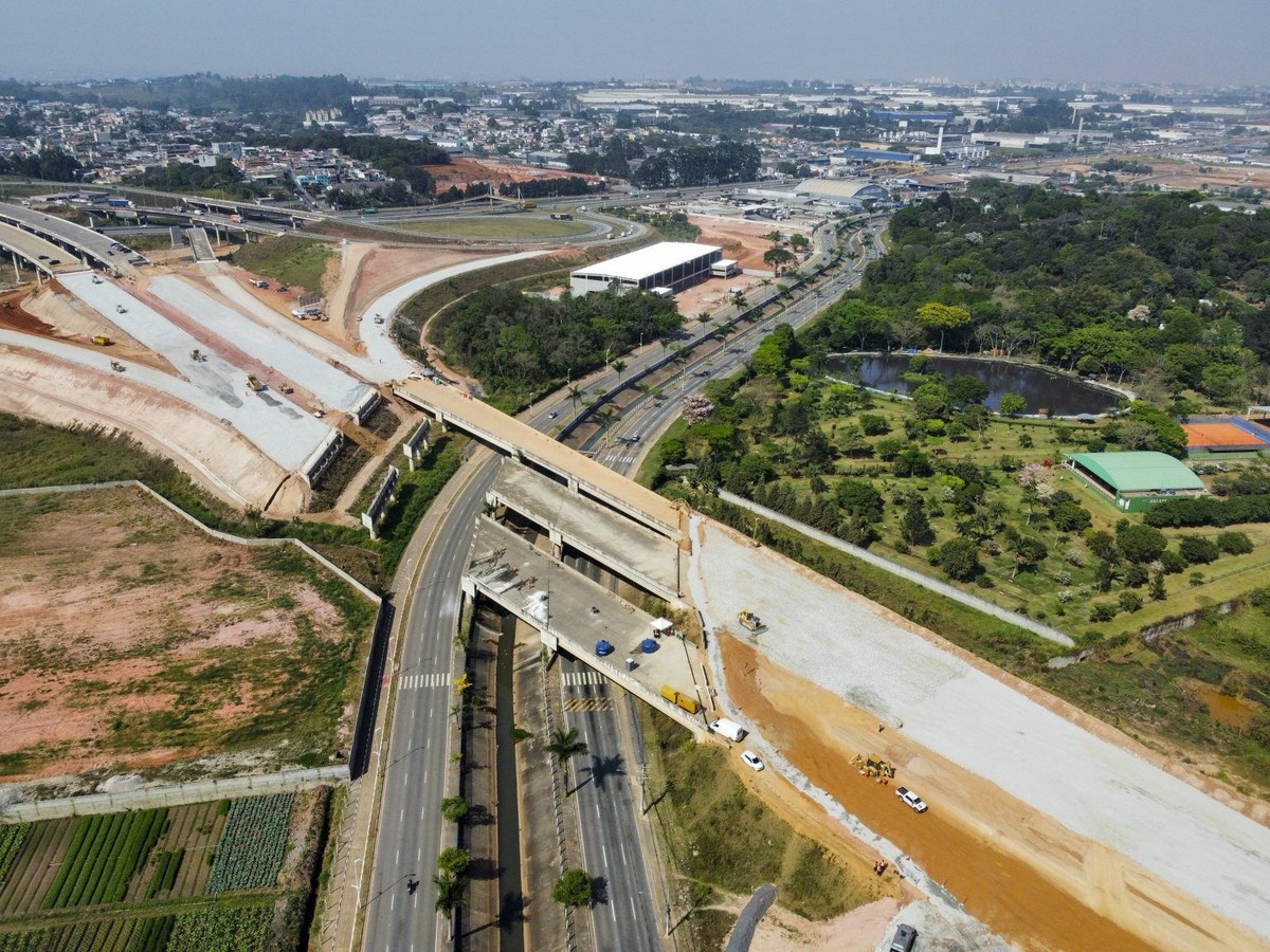 Obras do trecho norte do Rodoanel, em São Paulo (Foto: Divulgação/Governo do Estado de São Paulo)