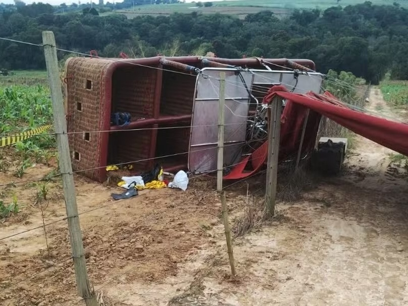 Grávida morre após queda de balão com 33 pessoas em área rural de SP