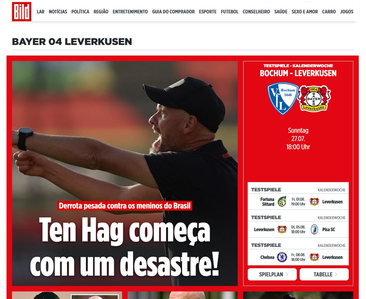 Bayer Leverkusen sofre goleada para sub-20 do Flamengo na estreia de Ten Hag