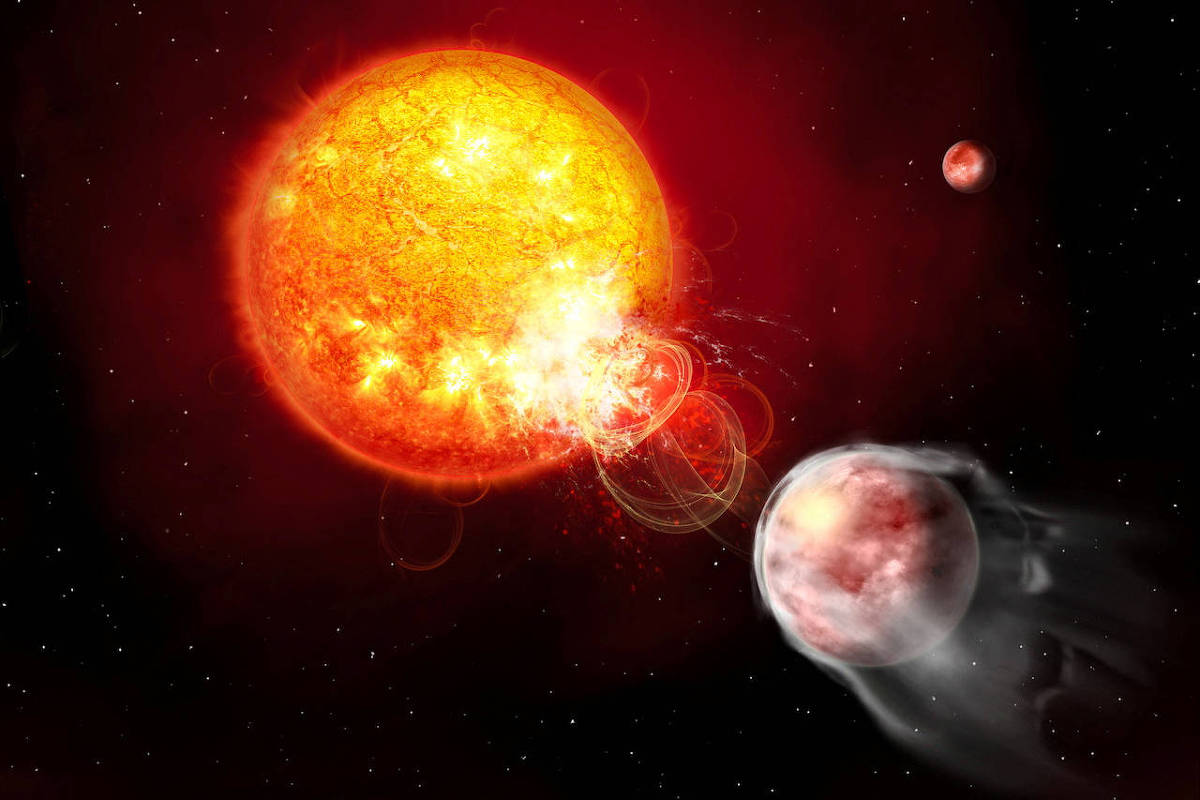 Exoplaneta sofre erupções solares intensas, superando as do Sol