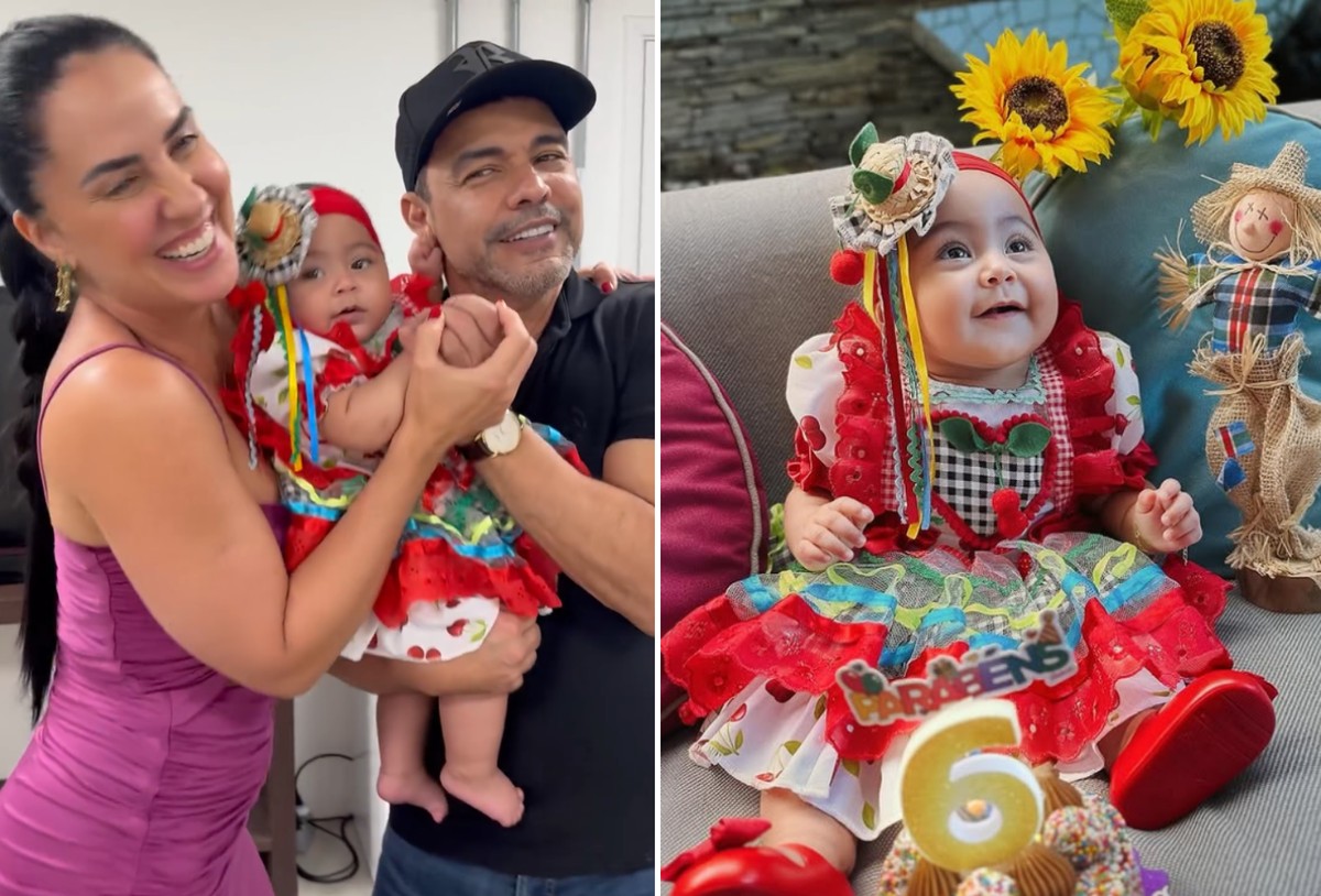 Graciele e Zezé comemoram 6 meses da filha com festa junina e vídeo especial
