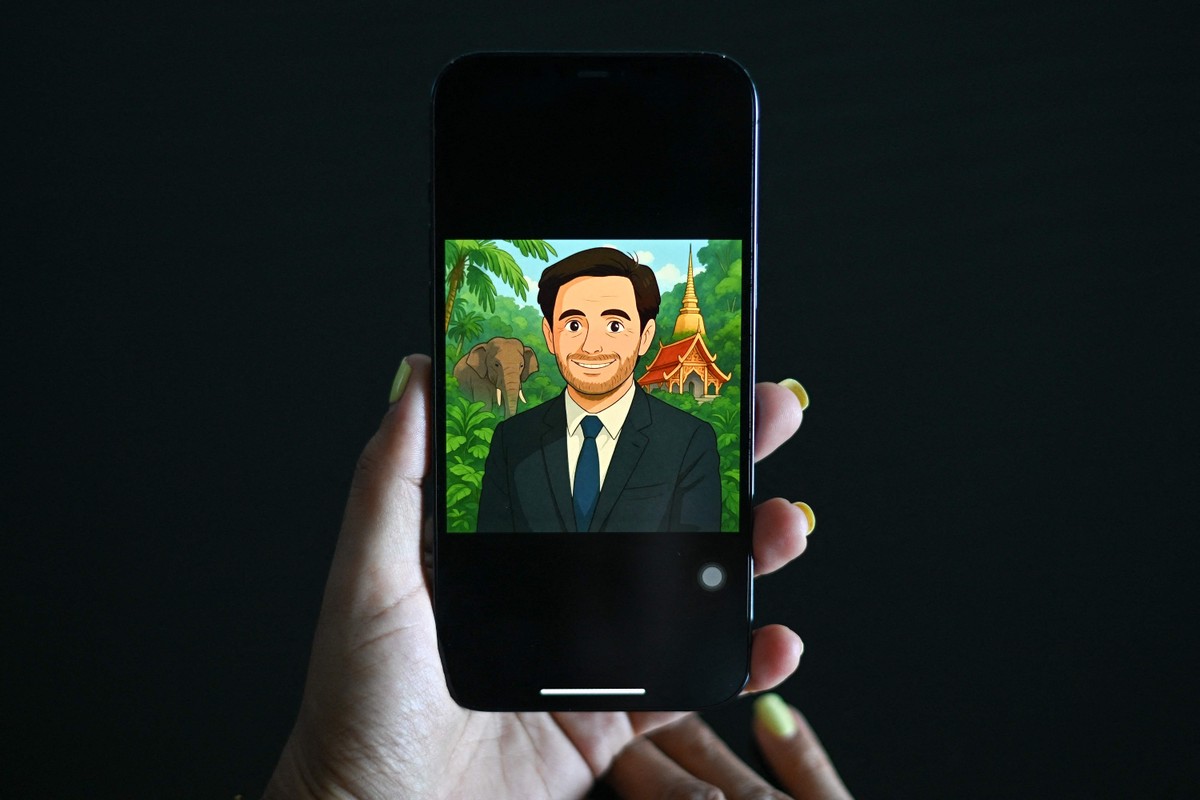 Imagem criada por inteligência artificial reproduz o estilo do Studio Ghibli (Foto: Manan Vatsyayana/AFP)