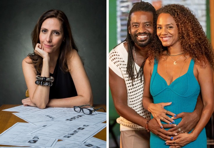 Claudia Souto e os protagonistas de 'Volta por Cima': Jão (Fabricio Boliveira) e Madalena (Jéssica Ellen) (Foto: Mauricio Fidalgo/Léo Rosario/TV Globo)