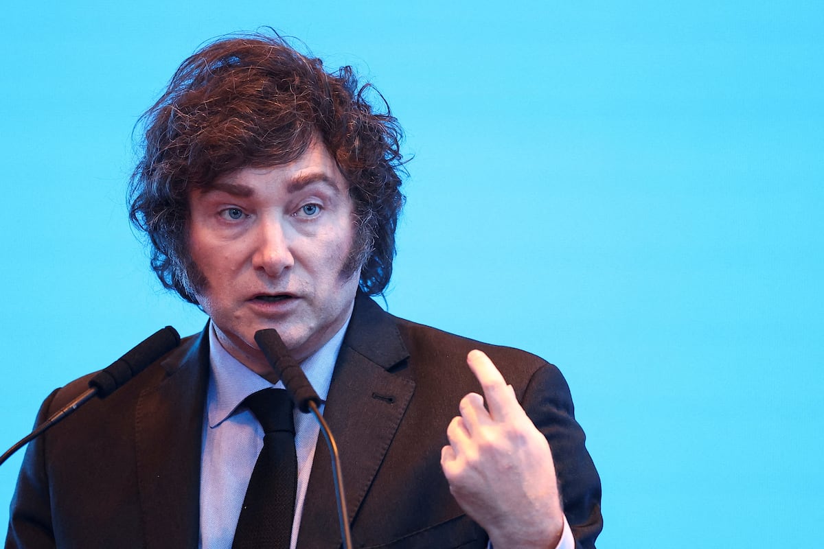 Javier Milei durante um evento empresarial em Buenos Aires, Argentina, em março de 2024. (Foto: Agustin Marcarian/REUTERS)