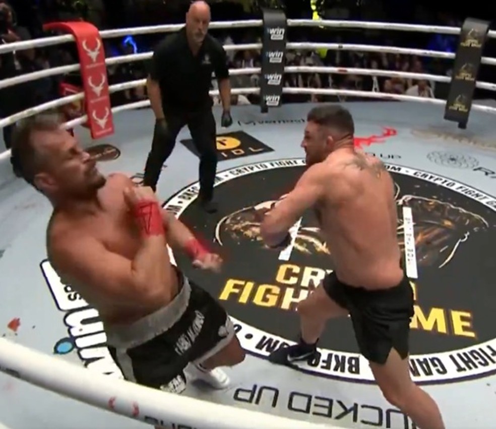 Fábio Maldonado foi nocauteado por John Phillips no BKFC 72 (Foto: Reprodução/@bareknucklefc)