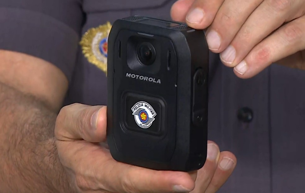 Novo modelo de câmera da Polícia Militar de São Paulo (Foto: Reprodução)