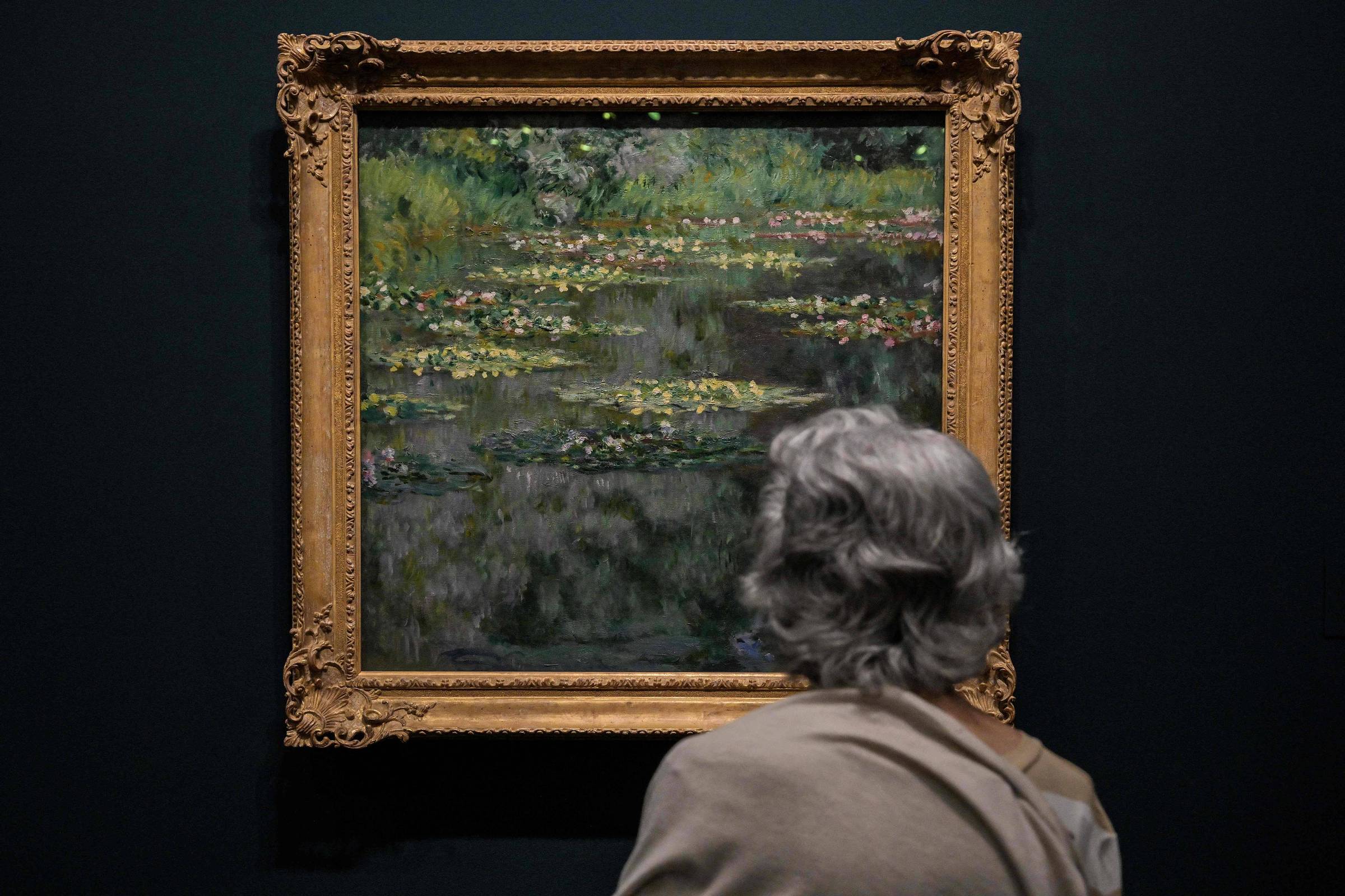 Visitante da exposição "A Ecologia de Monet" no Masp, em São Paulo. (Foto: Nelson Almeida/AFP)