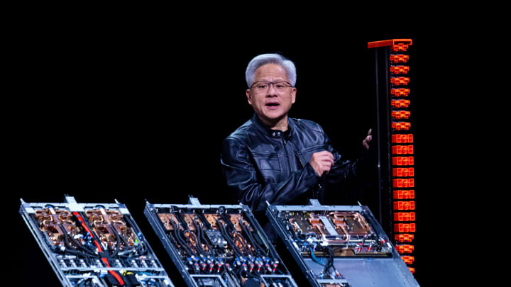 Jensen Huang, cofundador e diretor executivo da Nvidia Corp., fala durante a conferência Computex em Taipei, Taiwan, na segunda-feira, 19 de maio de 2025. (Foto: Bloomberg)