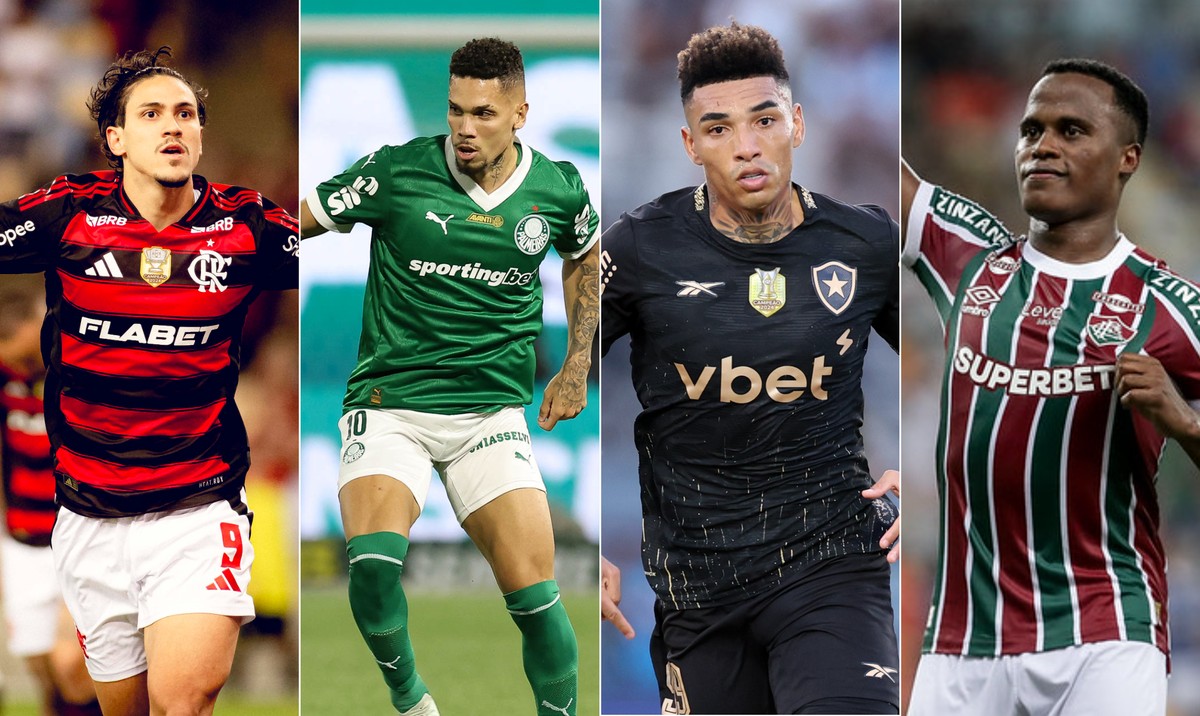 Flamengo, Palmeiras, Botafogo e Fluminense serão os representantes brasileiros no Mundial de Clubes. (Foto: Adriano Fontes/Flamengo; Cesar Greco/Palmeiras; Vitor Silva/Botafogo; Lucas Merçon/Fluminense)