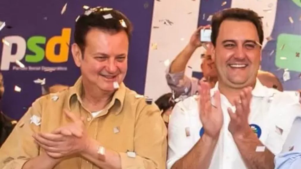 O presidente nacional do PSD, Gilberto Kassab, e o governador do Paraná, Ratinho Jr (PSD/Reprodução)