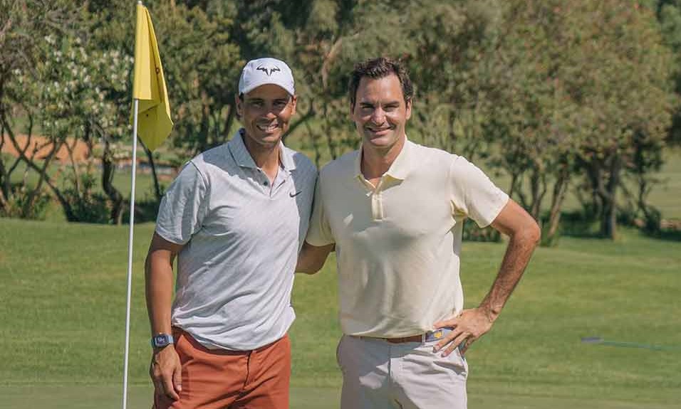 Federer e Nadal trocam tênis por tacos de golfe em evento em Mallorca