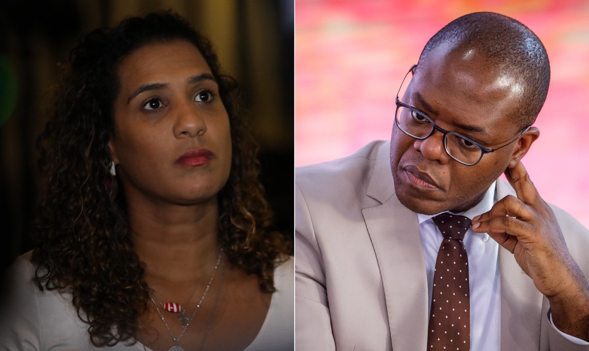 A ministra da Igualdade Racial, Anielle Franco, e Silvio Almeida (Foto: Fotos de Lucas Tavares/O Globo e Brenno Carvalho/O Globo)