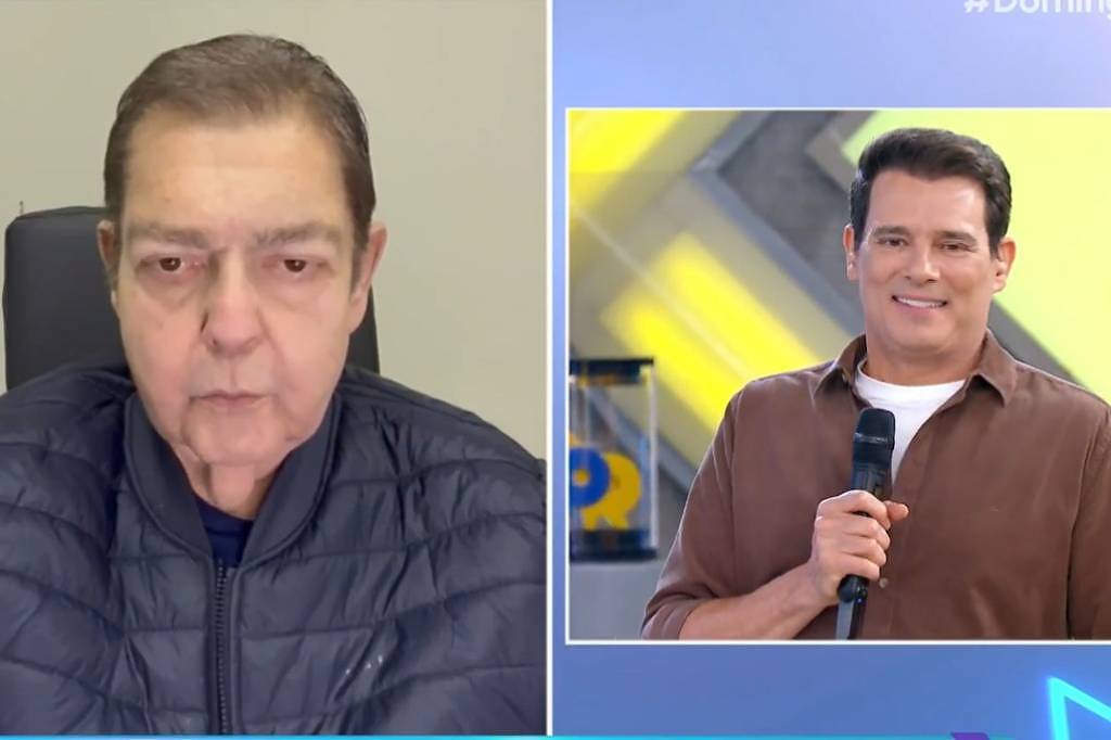 Faustão brinca com Celso Portiolli por receber a família na atração: "Só você para ter paciência". (Foto: Reprodução/X)