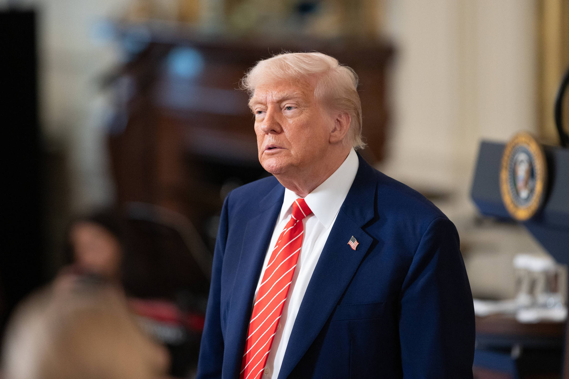 O presidente norte-americano Donald Trump, na Casa Branca, em Washington, Estados Unidos (Foto: Hu Yousong/Xinhua)