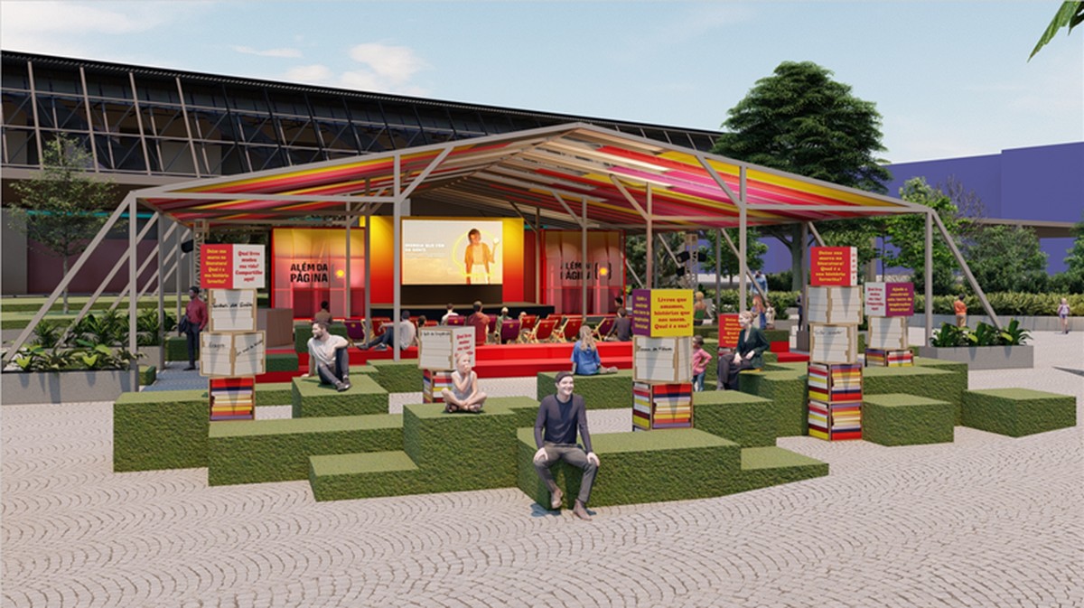 Projeto da Praça Além da Página: novidade da Bienal 2025 (Foto: Divulgação)